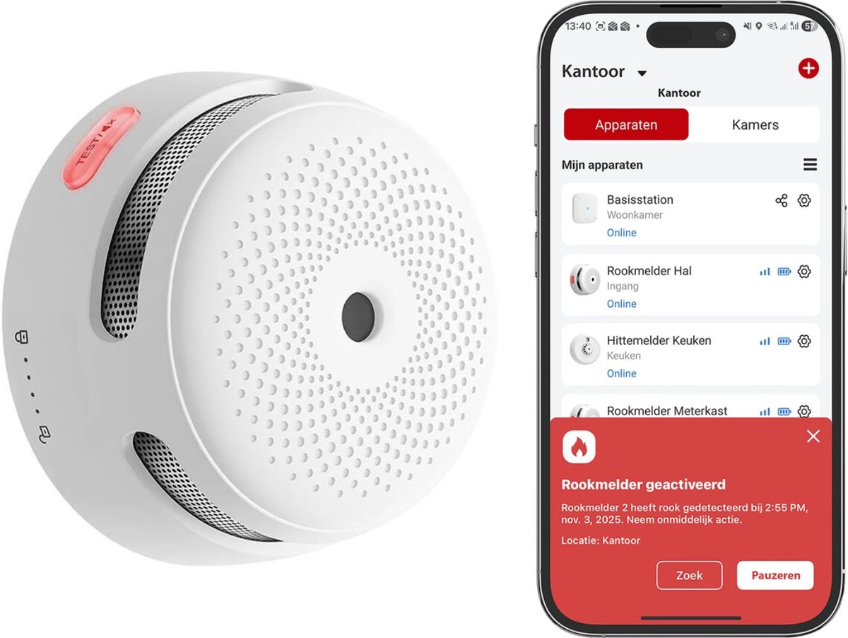 WiFi Rookmelder X-Sense XS01-WX - Slim Rookalarm - Fotoelektrische Sensor - 10 Jaar Levensduur - Wit