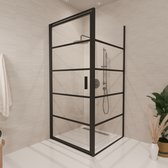 Cabine de douche Lomazoo Cartagena - 90x90x200cm - Zwart - Verre fumé 6mm - Revêtement Nano anticalcaire