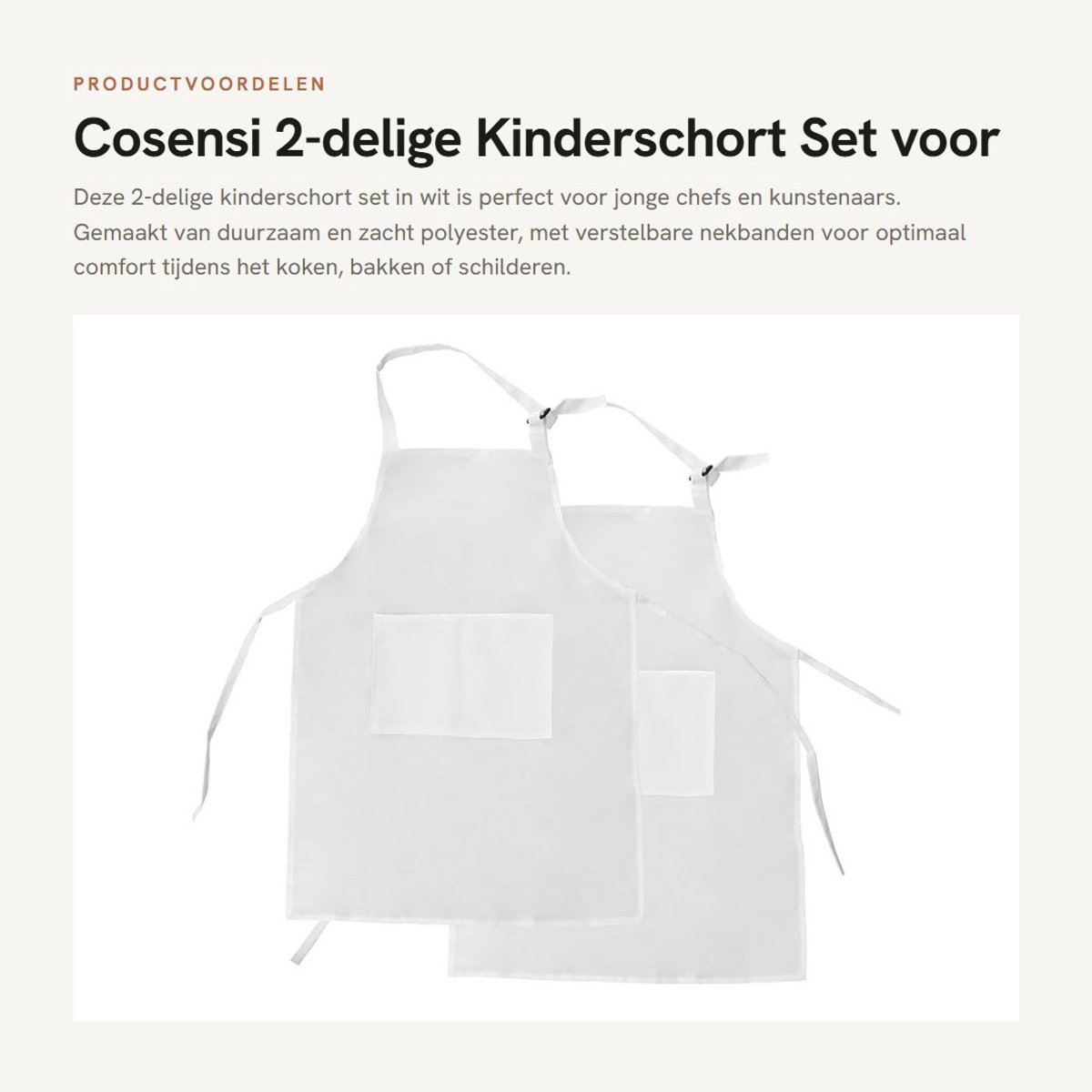 Dailygoods- Kinderschort Verstelbaar - 2-delige Set - Schilderschort Kinderen - Keuken/Koken/Bakken - Polyester - 2 Zakken