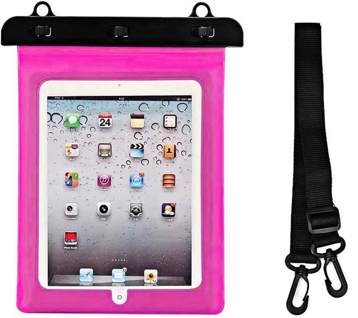 Hurtel Outdoor Serie - Waterdichte Tablethoes - PVC Materiaal - Roze - Met Verstelbare Band