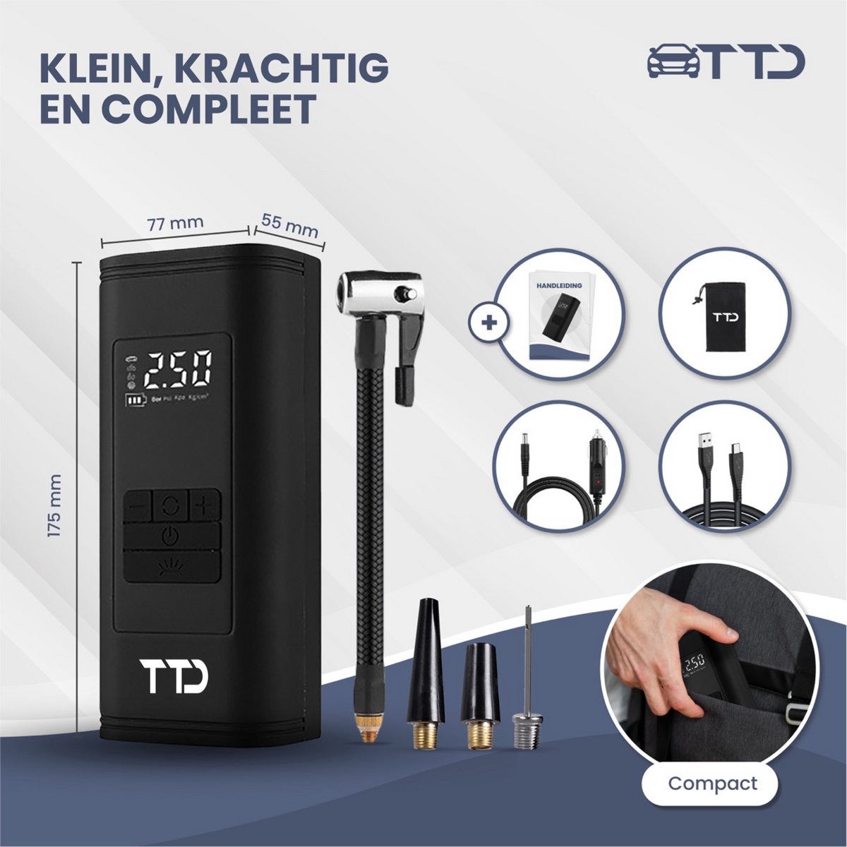 TTD - Draagbare Elektrische Bandenpomp thumbnail 6