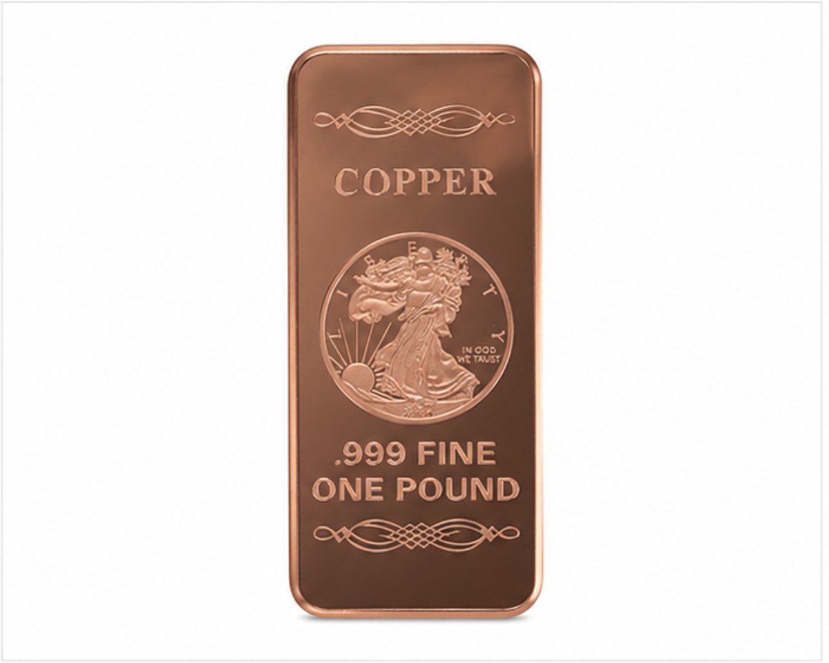Koper baar Koperstaaf 1 Pound .999 Fine Copper – American Eagle Design – Verzamelbaar Koperblok – Cadeau voor Verzamelaars