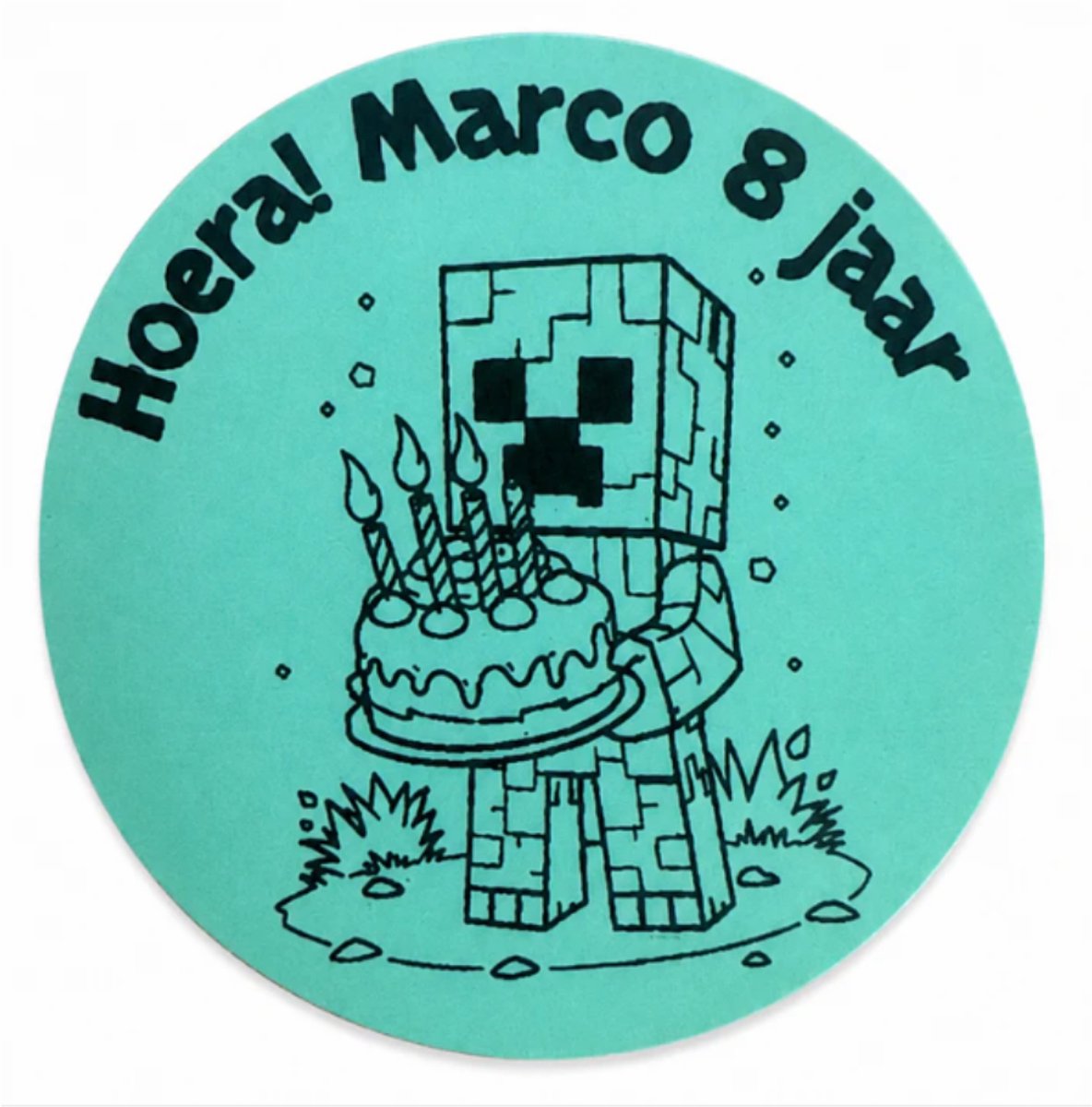 30 Traktatie Stickers | Minecraft | JM Woods | Stuur Naam & Leeftijd naar info@ jmwoods.nl | 5x5cm | Ronde stickers | 30 stuks | Jongens