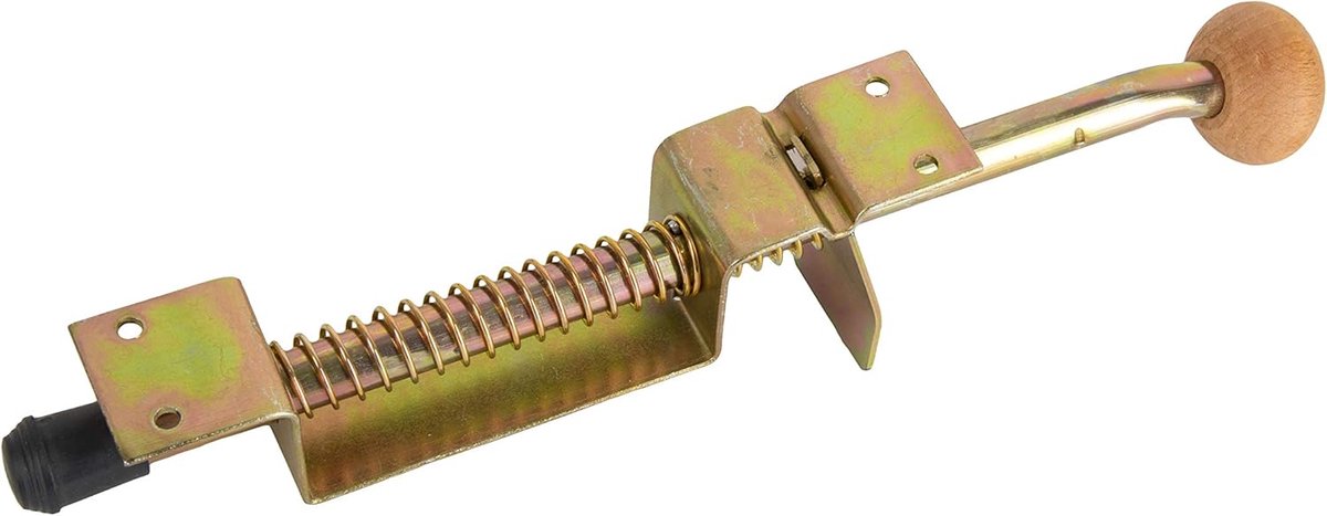 Deursteun met veer - Deurstopper vloer - Deur openhouden - Handenvrij bedienen - 32 cm - Verzinkt geel