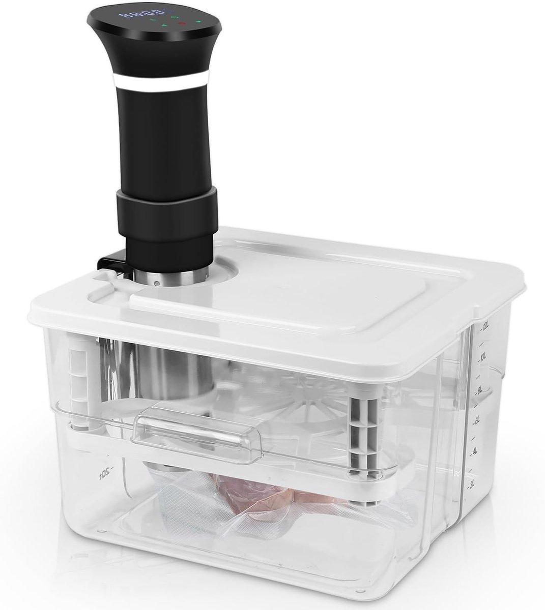 Vacuümcontainer - Kookbak - Lage temperatuur koken - Geïntegreerd rooster - 12 Liter - Transparant