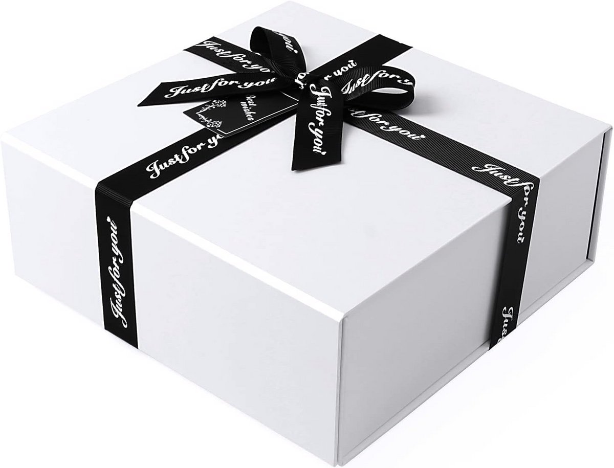 Luxe Geschenkdoos - Opbergdoos Cadeau - Cadeau Verpakken - Magnetische Sluiting Strik - 38.5 x 35cm - Wit