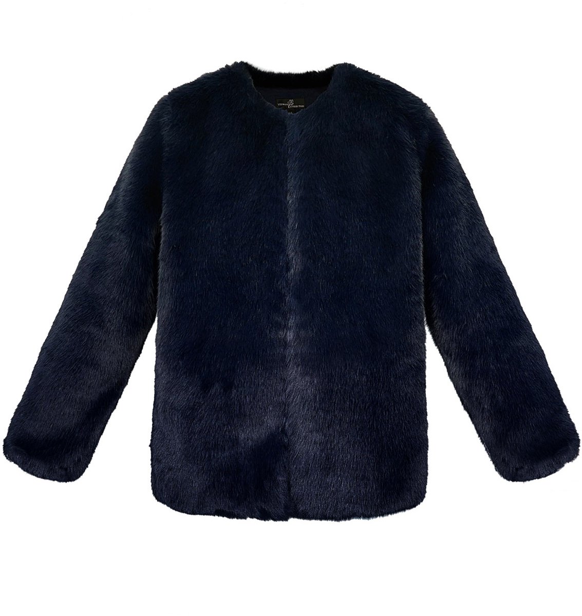 Luxueuze Vrouwen Jas van Vals Bont met Slanke Pasvorm - Donkerblauw - Maat M