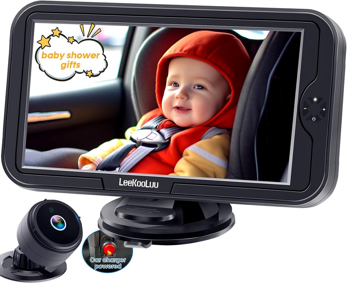 Baby Auto Camera - Babyfoon Monitor - Veilig Reizen - Kristal Helder Nachtzicht - 17.8 cm - Zwart