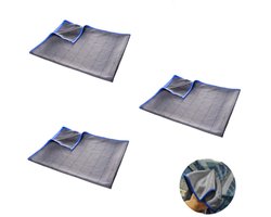 3 stuks - Autodoek - Vaatdoek - Glasreinigings doekje -Geen watervlekken - Herbruikbare zachte autowasdoek - Universele poets- en afwerkingsdoek - Geschikt voor autoruiten en achteruitkijkspiegels (40×50 cm, blauw)