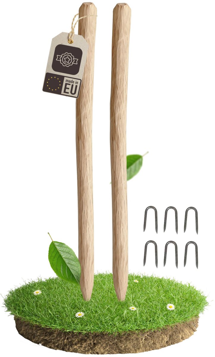 be4nature Set van 2 hazelhouten hekpalen 150 cm natuurlijke houten palen gepunt voor schapenhek en tuinhek