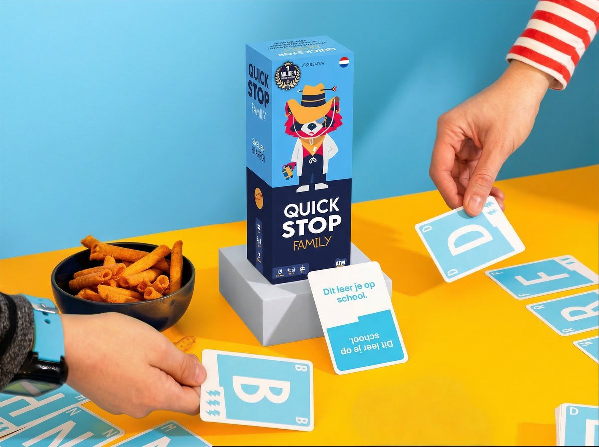 Quickstop Family - ATM Gaming – Kaartspel voor gezin & kinderen – Familiespel met letters en categorieën – 2-7 spelers – vanaf 8 jaar — afbeelding 8