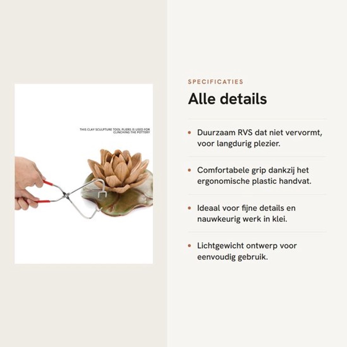 Dailygoods- Gereedschaptang Roestvrij Staal - Sculptuur Gereedschap