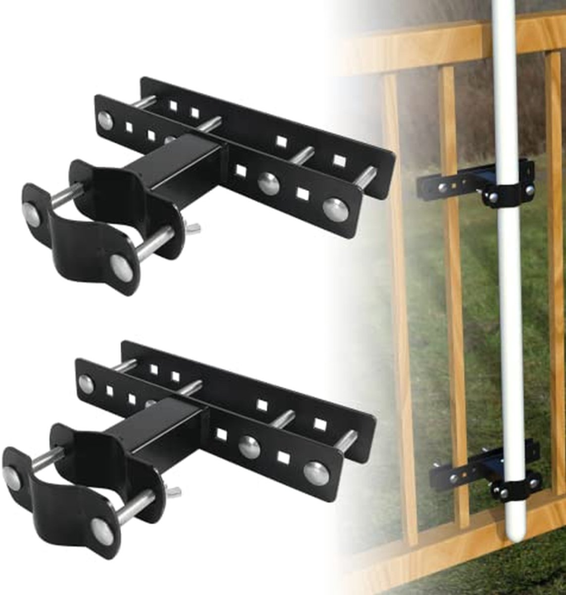 Paraplu Houder - Terras Montage - Ruimte Besparen - Zwaar Staal - 24 cm - Zwart