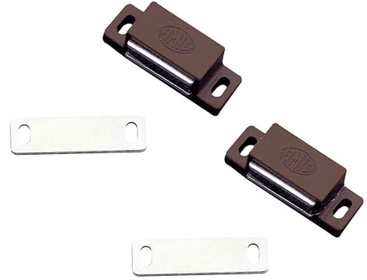 Magnetische Sluitingen - Kastdeur Vangers - Meubels Sluiten - Onzichtbare Bevestiging - 43 x 15 mm - Bruin