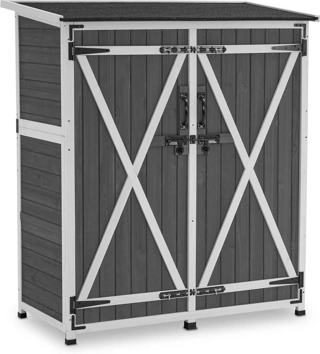 Tuinkast Hout - Opbergkast Buiten - Tuinspullen Opbergen - Waterdicht Bitumen Dak - 122x60