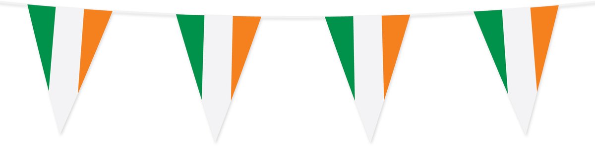 Ierland Vlaggenlijn PVC - 10 Meter - 1 Stuk - Ierse Vlaggetjes 20x30 cm - Weerbestendige Feestversiering St. Patrick's Day