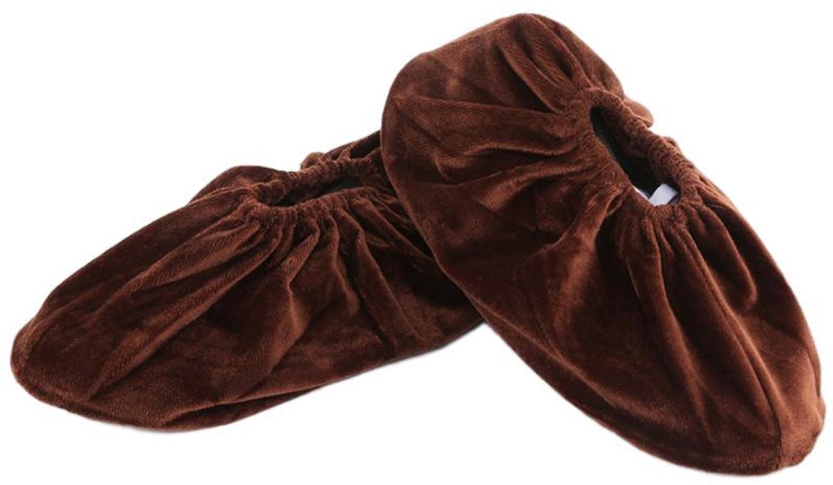 Set van 5 paar – Wasbare schoenovertrekken – Herbruikbaar – Antislip – Elastisch & stofdicht – Voor thuisgebruik – Maat voor volwassenen – bruin – EU-maten 35–44