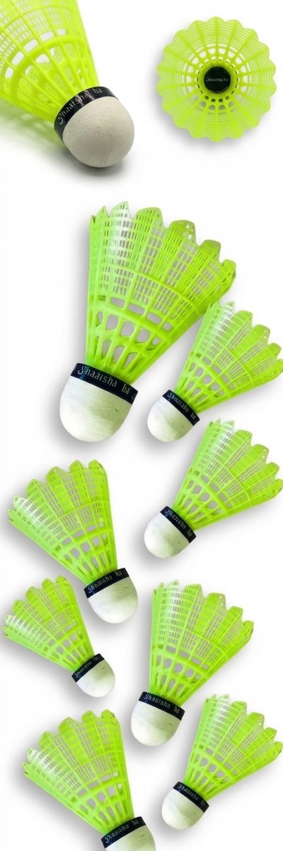6x Professionele Badmintonshuttles: Hybride Nylon met Natuurveren – Hoogwaardige Gele Shuttlecocks voor Optimale Vluchtstabiliteit, Duurzaamheid & Maximale Prestaties bij Trainingen en Competitieve Wedstrijden Met Kajal Sticker