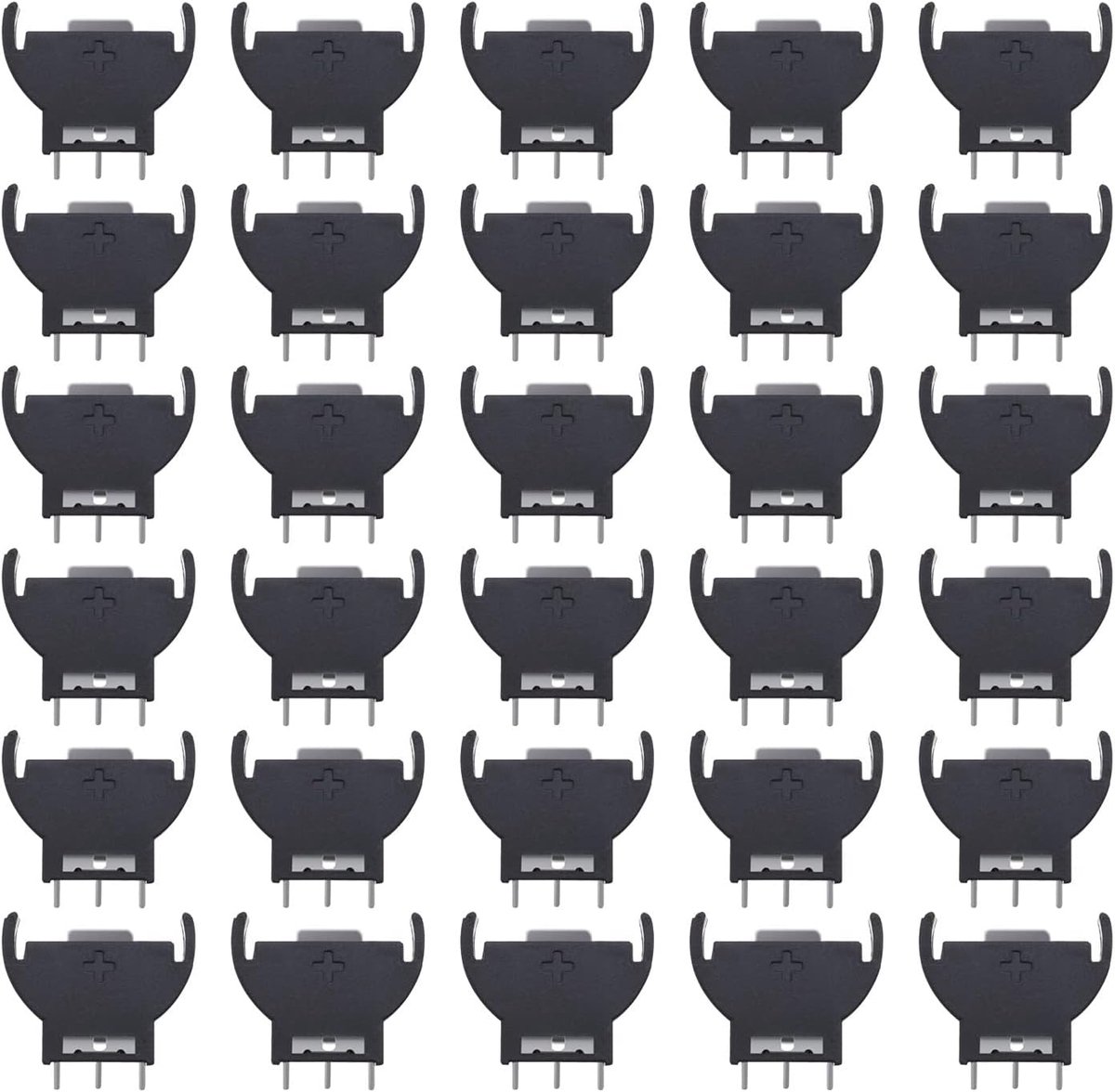 Batterij Houder - Munt Cel - Elektronica Projecten - Verticaal Gemonteerd - 30 Stuks - Zwart