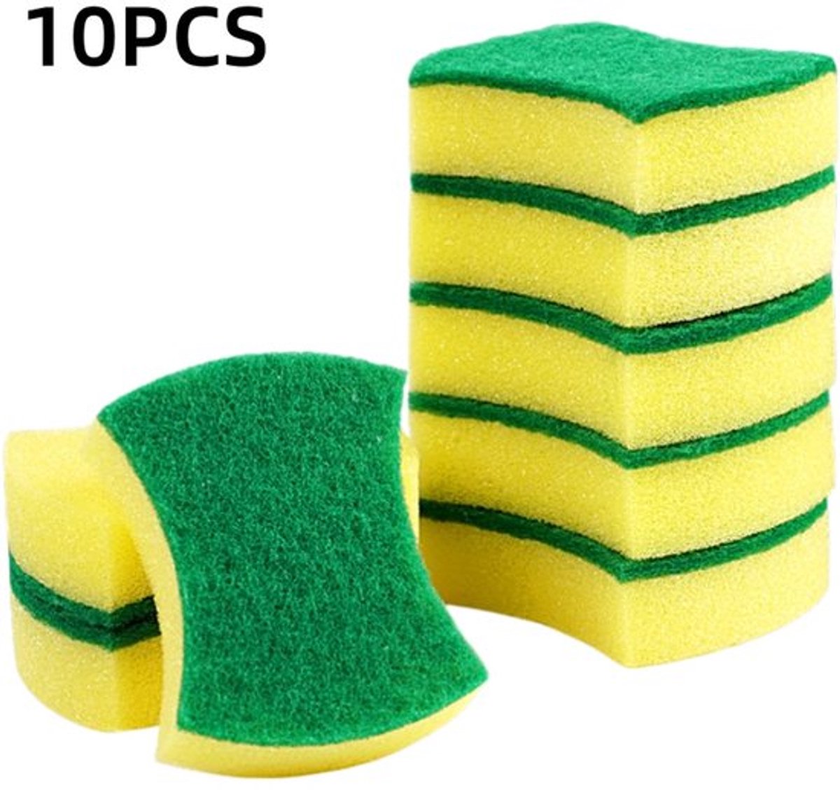 10 stuks-Schuurspons - Afwasborstel - Afwasspons - Schoonmaakborstel - Schoonmaakbenodigdheden - Geschikt voor het schoonmaken van keukengerei - Kookplaat - Geel - 10*8*3 cm