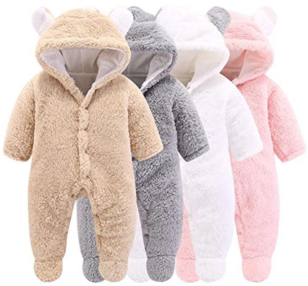 Baby Sneeuwpak - Winterjas Romper - Warm Blijven - Schattig Beer Design - 0-12 Maanden - Bruin