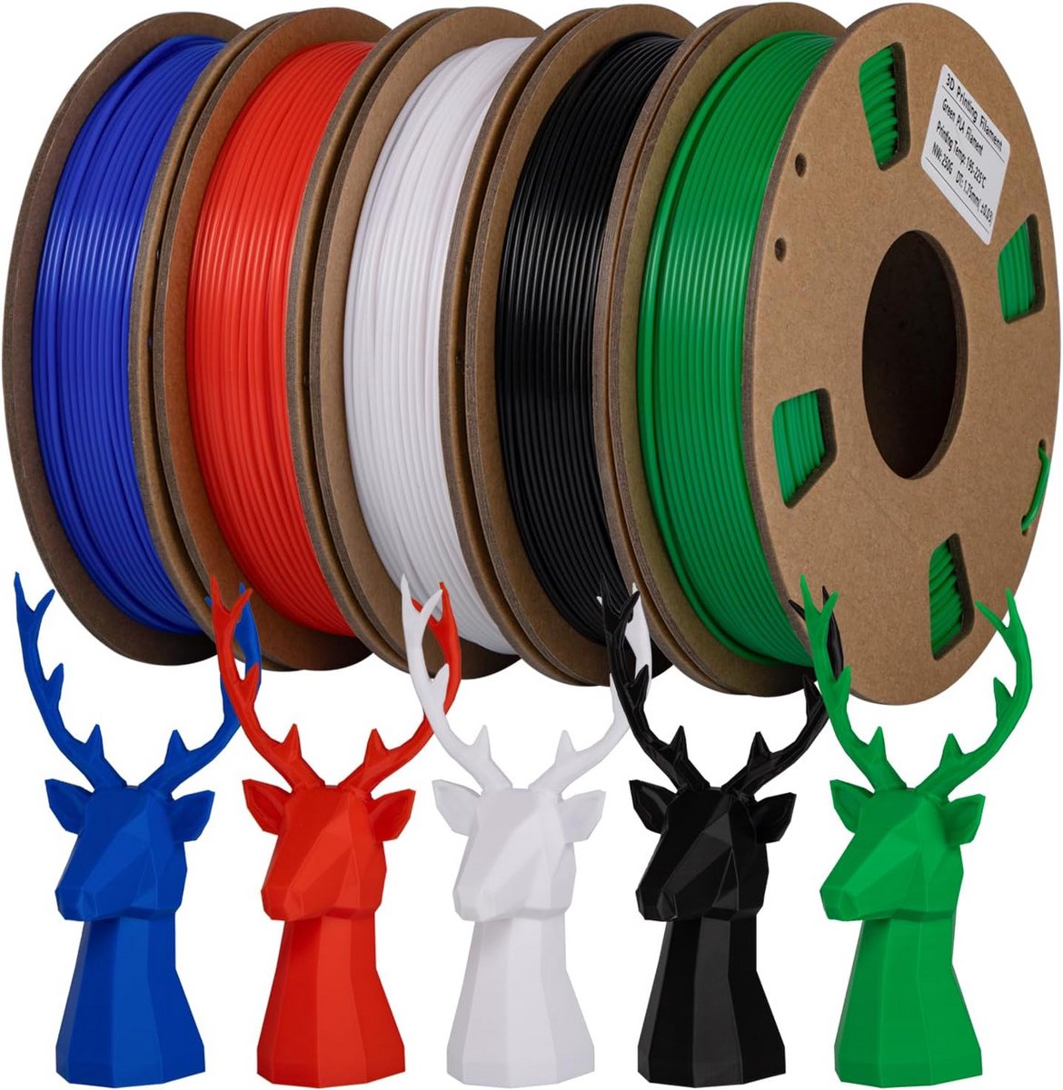 3D Printer Filament - PLA Spoelen Set - Huis Creaties Maken - Hoge Snelheid Printen - 5 x 250g - Multi-color