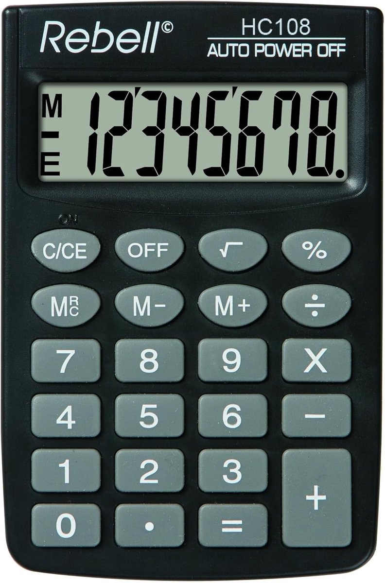 Rekenmachine - Zakrekenmachine - Snelle Berekeningen - Triple Geheugen - 8-cijferig LCD - Zwart