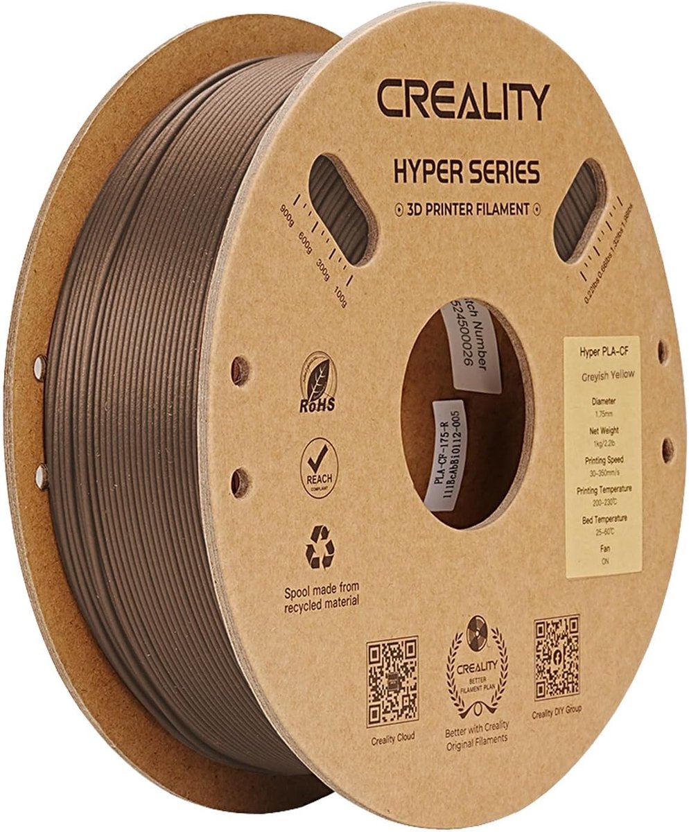 3D Print Filament - PLA Koolstof - Hoge Snelheid Printen - Verbeterde Sterkte - 1 kg - Grijs Geel