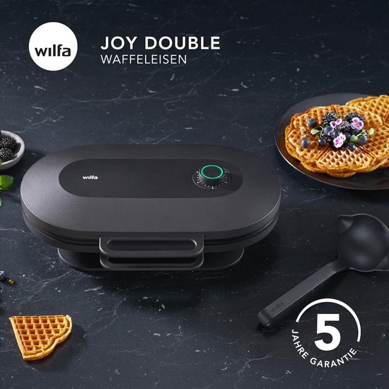 Dubbel Wafelijzer - Hartjes Wafels - Lekkere Wafels Maken - 5 Temperatuurstanden - 2x 20 cm - Zwart — afbeelding 3