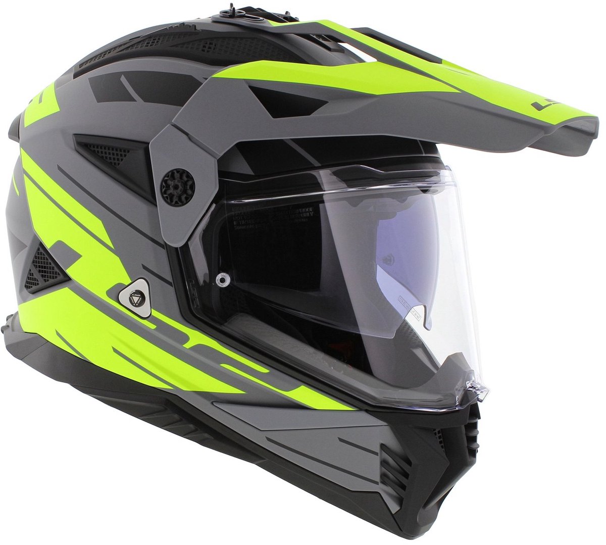 LS2 MX702 Pioneer II Namib Mat Grijs Fluo Geel Adventure Helm - Maat XL - Helm – foto 3