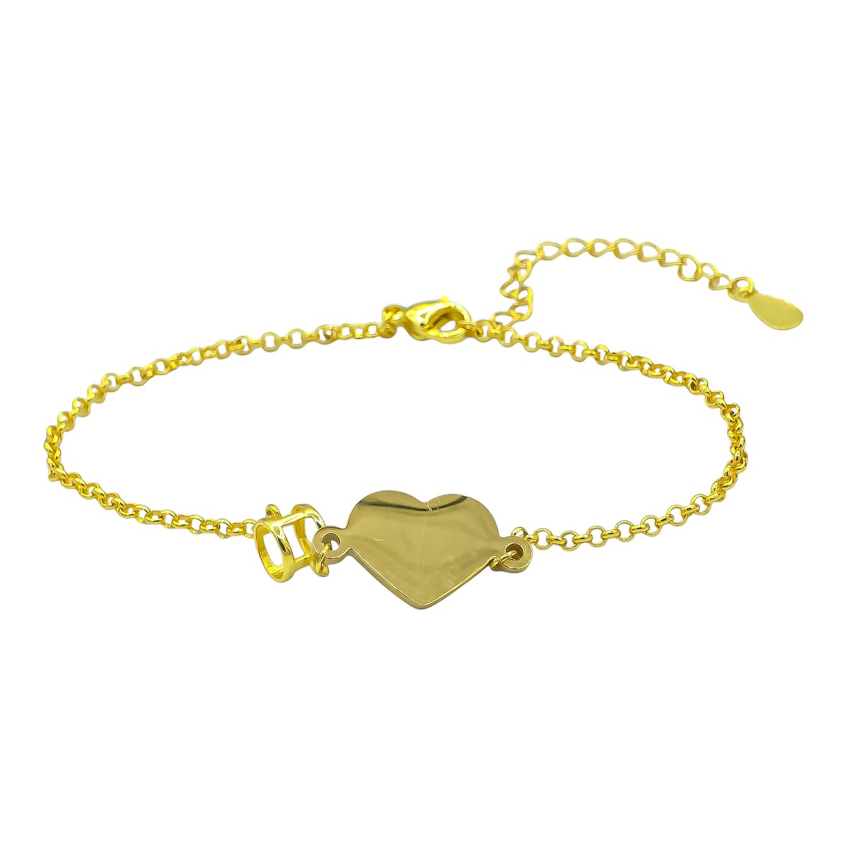 Stainless Steel Armband met Harthanger - 16+5 cm - Goudkleurig verguld