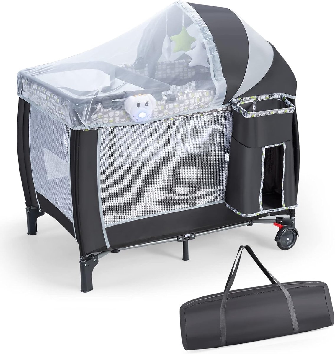 Babybed 3-in-1 - Reisbed Box - Veilig Slapen - Opvouwbaar Design - 127 x 63 cm - Grijs