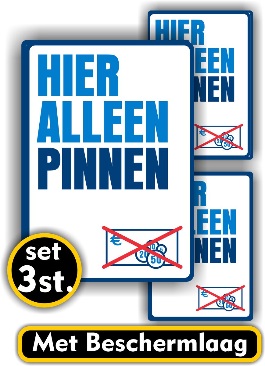 Jerma - Hier Alleen Pinnen sticker - 3 St - 1 st 14x20 cm - 2 st 10x12 cm - Vinyl - zelfklevend