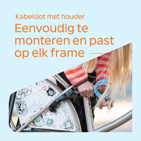 AXA Resolute 8/120 - Kabelslot - Slot voor Fietsen - Gebruiksvriendelijk - 120 cm lang - Diameter 8 mm - Licht blauw van AXA — afbeelding 4
