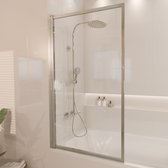 Lomazoo Badwand Salvador - 80 X 140 Cm - Chroom - Nano Coating Anti-kalk - Draaibaar - Helder Glas