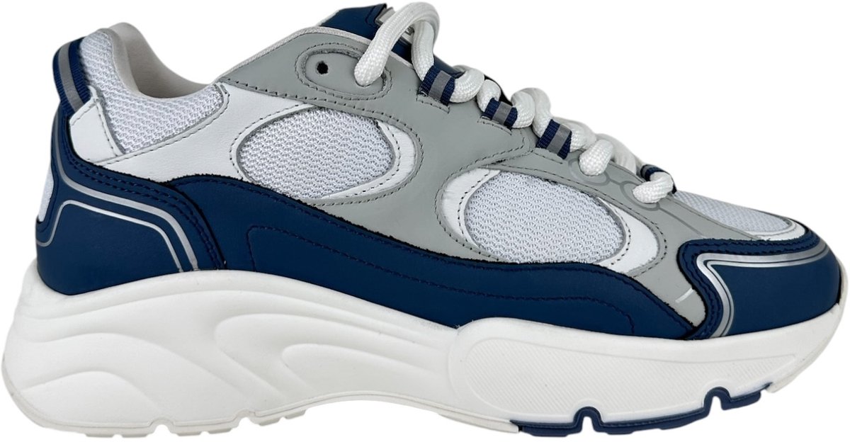 Cleens Heren Sneaker Wit Pulse Runner Cobalt