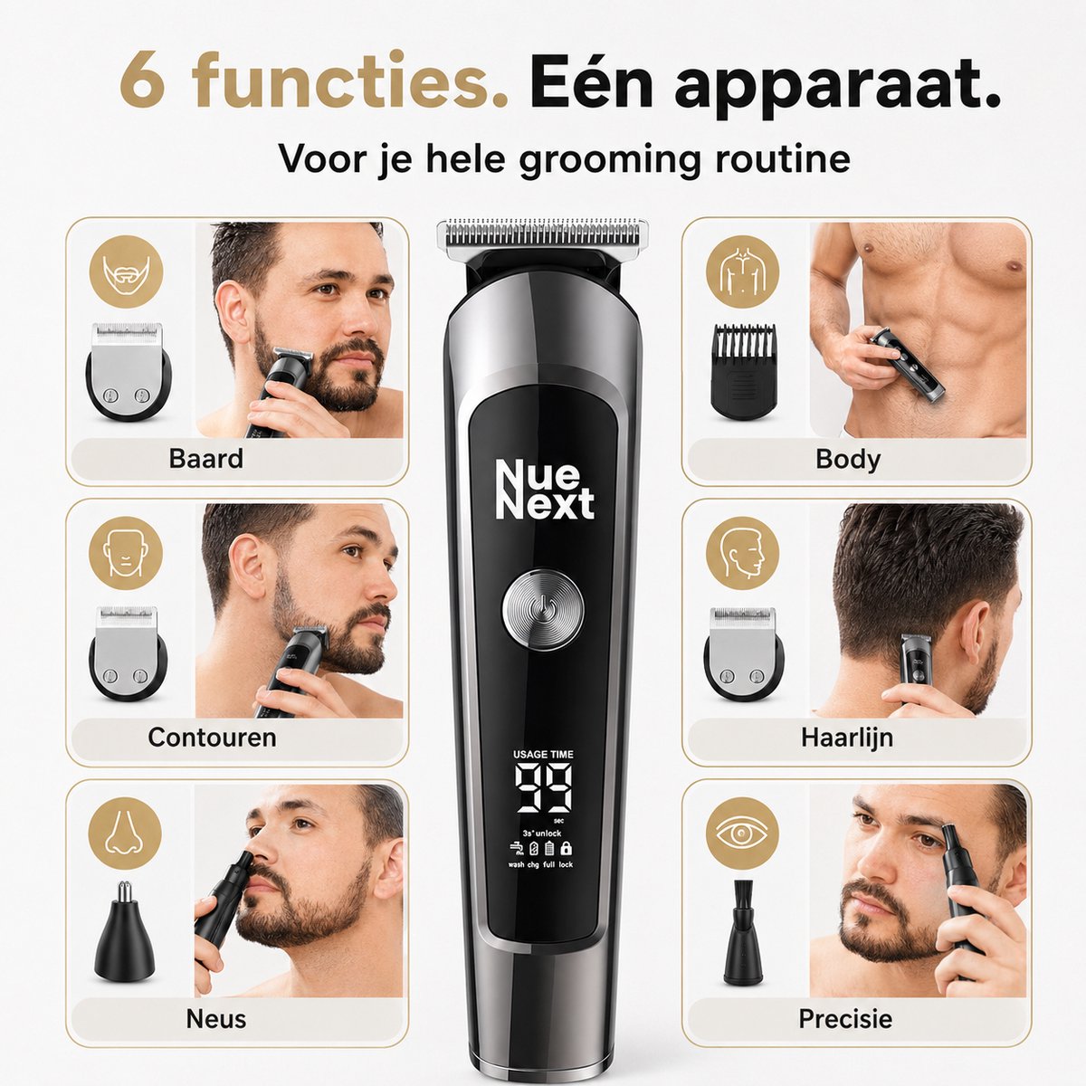 NueNext 6 in 1 Baardtrimmer Mannen PRO thumbnail 2