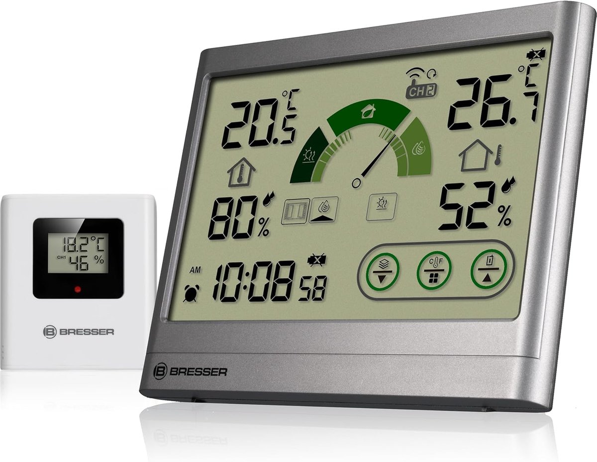 Draadloze Thermo-Hygrometer met Binnen- en Buitenmeting en Ventilatieadvies