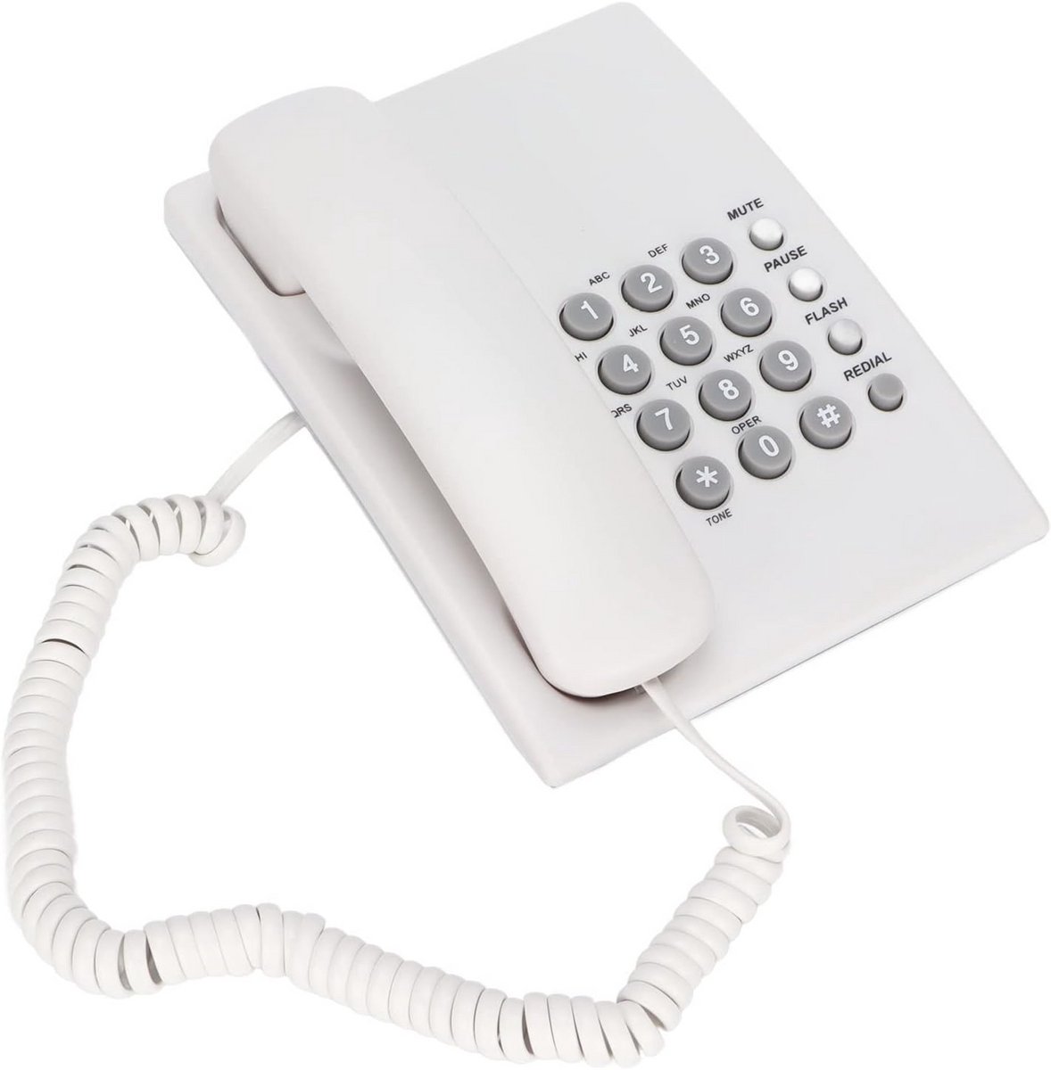 Vaste Telefoon - Draadloze Vaste Telefoon - Thuisgebruik Kantoor - Batterijvrij Plug and Play - Ca 20cm Breed - Wit