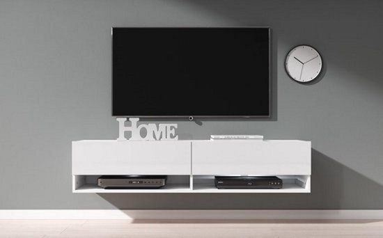 TV meubel kast - hangend zwevend dressoir 140 cm breed - wit |