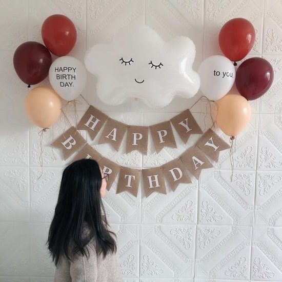 XLIUAX Verjaardagsbanner van kraftpapier, Happy Birthday-slinger