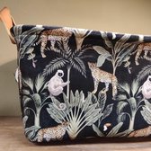 Opbergmand Velvet Botanisch Dierenprint Medium Zwart