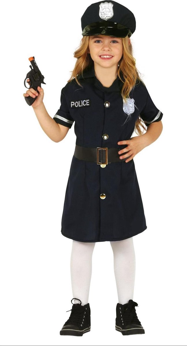 Politie agente verkleed set - jurkje - 3-delig - voor meisjes - carnaval kostuums 110/116 — cadeau in Spellen & Speelgoed - foto 4