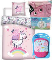 Peppa Pig Dekbedovertrek Unicorn - Eenpersoons - 140 x 200 cm - Flanel , incl. nachtlamp Peppa Pig.