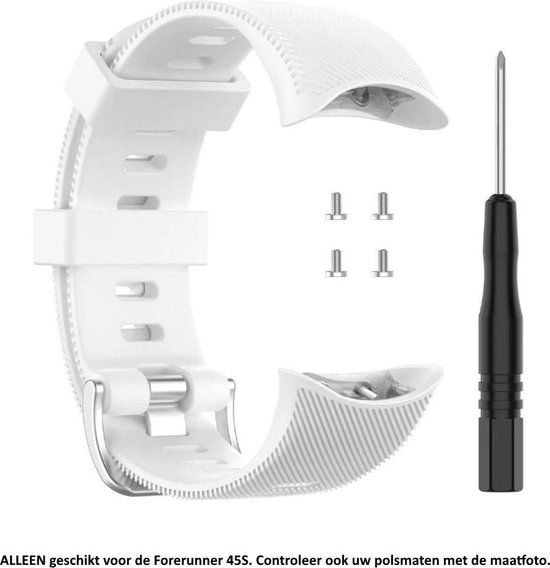 Wit siliconen bandje voor de Garmin Forerunner 45S - horlogeband - polsband - strap - siliconen - white rubber smartwatch strap