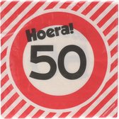 Servetten Verjaardag 50 jaar hoera 20 stuks 16.5 cm lang 16.5 cm hoog