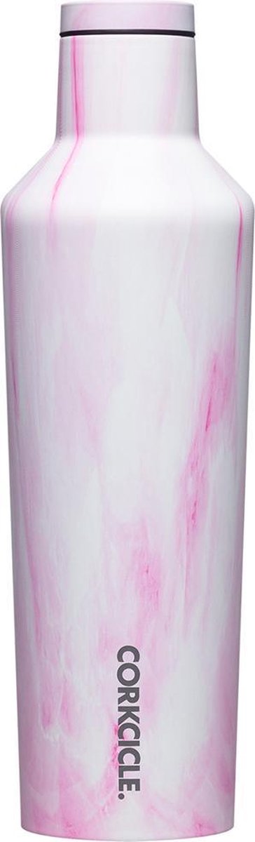 Corkcicle Canteen 475ml 16oz - Pink Marble Roestvrijstaal - Waterfles en Thermosfles - 3wandig - 25uur koud en 12uur warm - BPA vrij - grote opening voor ijsklontjes