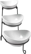 Buffet Etagere 3 laags - Luxe Serveerset - met 3 schalen - zwart-wit