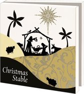 Kerstkaartenmapje met env, vierkant: Christmas Stable, Louise Anglicas