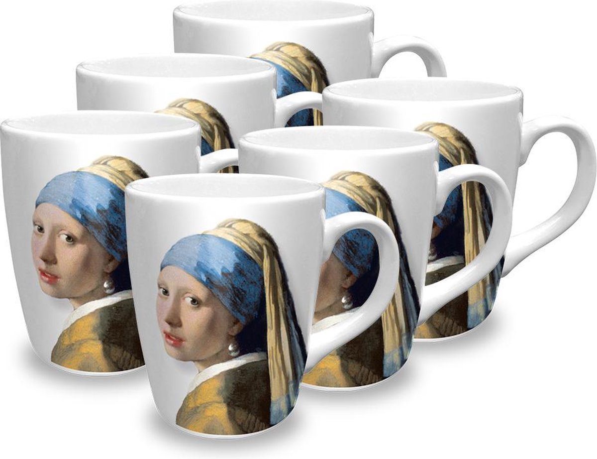 Vermeer Meisje met de Parel mokken pakket (6 mokken)